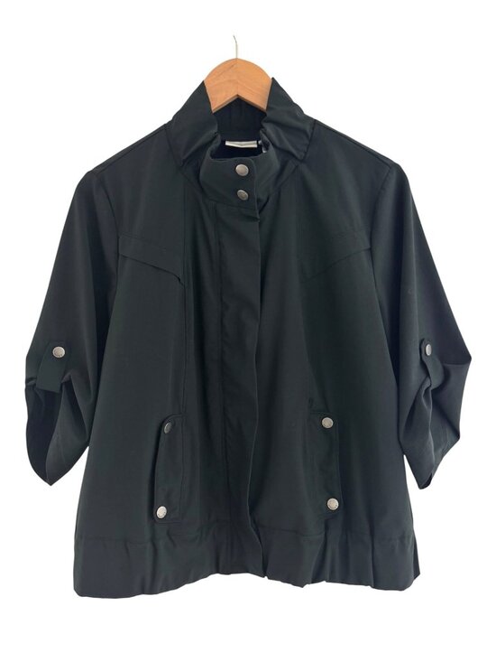 Chico's Jackets & Blazers - Chico's Zenergy Black Zip Snap Jacket Pockets Size 1 = Medium/8 Golf 3/4 Sleeve